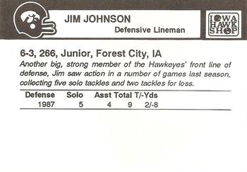 1988 Iowa Hawkeyes #NNO Jim Johnson Back