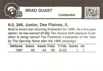 1988 Iowa Hawkeyes #NNO Brad Quast Back