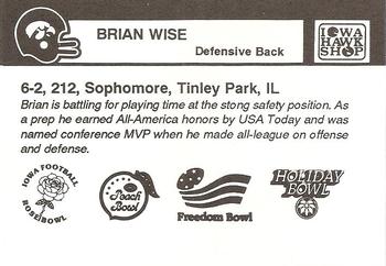 1988 Iowa Hawkeyes #NNO Brian Wise Back