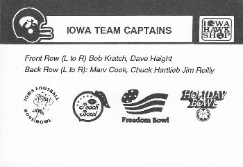 1988 Iowa Hawkeyes #NNO Team Captains Back