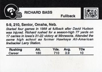 1989 Iowa Hawkeyes #NNO Richard Bass Back