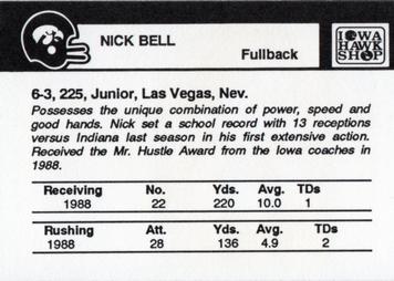 1989 Iowa Hawkeyes #NNO Nick Bell Back
