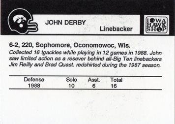 1989 Iowa Hawkeyes #NNO John Derby Back