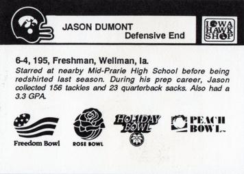 1989 Iowa Hawkeyes #NNO Jason Dumont Back