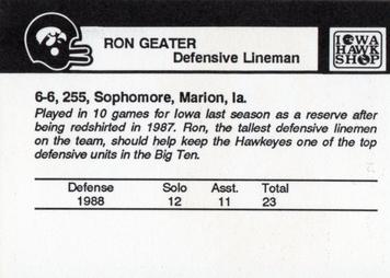 1989 Iowa Hawkeyes #NNO Ron Geater Back