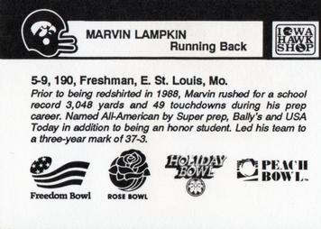 1989 Iowa Hawkeyes #NNO Marvin Lampkin Back