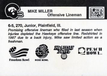 1989 Iowa Hawkeyes #NNO Mike Miller Back