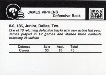 1989 Iowa Hawkeyes #NNO James Pipkins Back