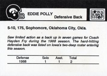 1989 Iowa Hawkeyes #NNO Eddie Polly Back