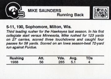 1989 Iowa Hawkeyes #NNO Mike Saunders Back