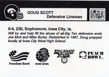1989 Iowa Hawkeyes #NNO Doug Scott Back