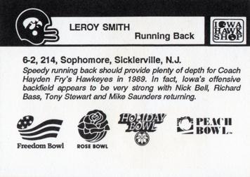 1989 Iowa Hawkeyes #NNO Leroy Smith Back