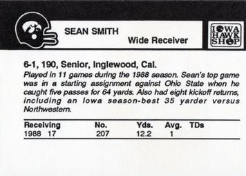 1989 Iowa Hawkeyes #NNO Sean Smith Back
