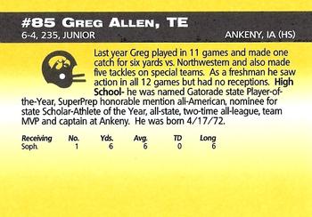 1993 Iowa Hawkeyes #NNO Greg Allen Back