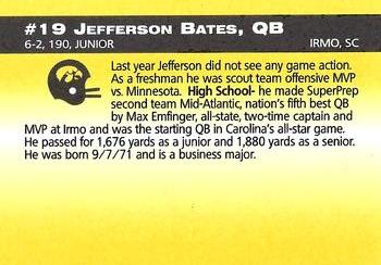 1993 Iowa Hawkeyes #NNO Jefferson Bates Back