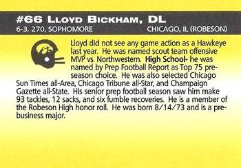 1993 Iowa Hawkeyes #NNO Lloyd Bickham Back