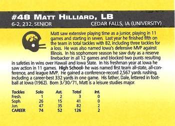 1993 Iowa Hawkeyes #NNO Matt Hilliard Back
