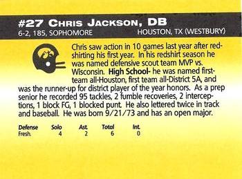 1993 Iowa Hawkeyes #NNO Chris Jackson Back