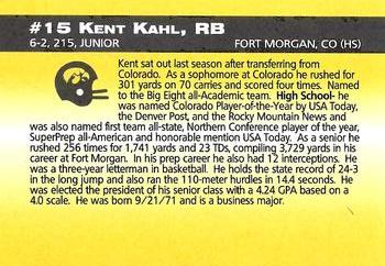 1993 Iowa Hawkeyes #NNO Kent Kahl Back