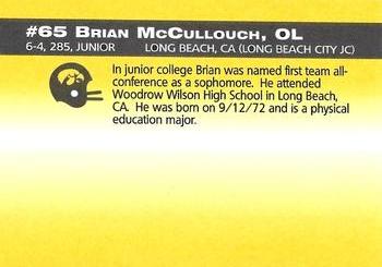 1993 Iowa Hawkeyes #NNO Brian McCullouch Back