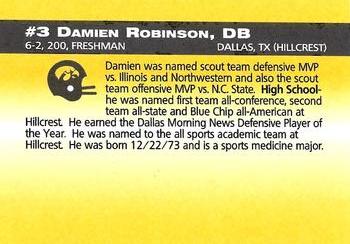 1993 Iowa Hawkeyes #NNO Damien Robinson Back