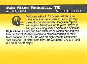 1993 Iowa Hawkeyes #NNO Mark Roussell Back