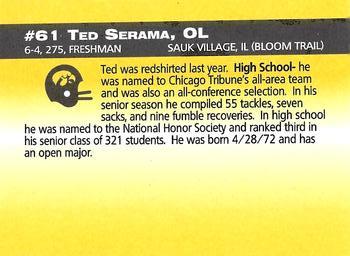 1993 Iowa Hawkeyes #NNO Ted Serama Back