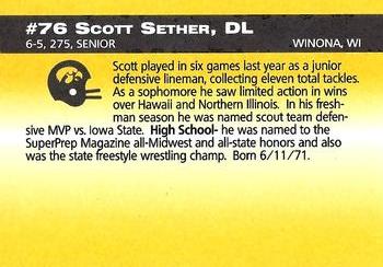 1993 Iowa Hawkeyes #NNO Scott Sether Back