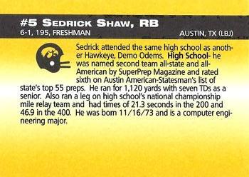 1993 Iowa Hawkeyes #NNO Sedrick Shaw Back