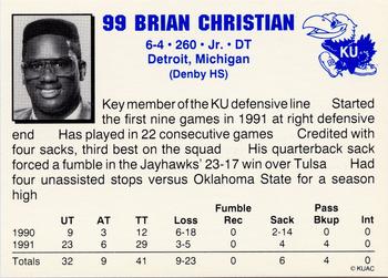 1992 Kansas Jayhawks #NNO Brian Christian Back