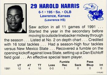 1992 Kansas Jayhawks #NNO Harold Harris Back