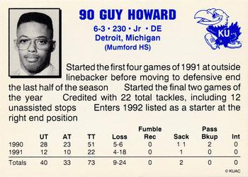 1992 Kansas Jayhawks #NNO Guy Howard Back