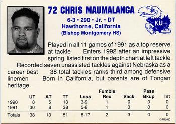 1992 Kansas Jayhawks #NNO Chris Maumalanga Back