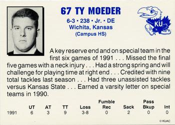 1992 Kansas Jayhawks #NNO Ty Moeder Back