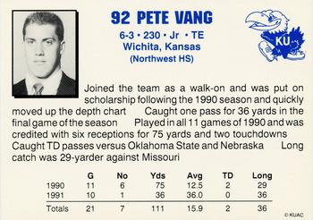 1992 Kansas Jayhawks #NNO Pete Vang Back