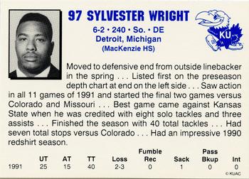1992 Kansas Jayhawks #NNO Sylvester Wright Back