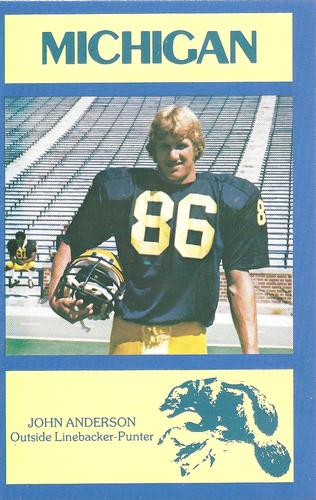 1977 Michigan Wolverines Postcards #NNO John Anderson Front