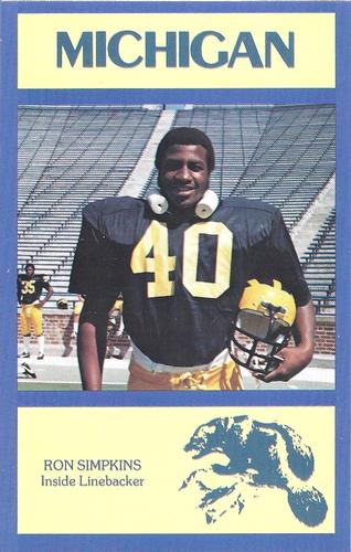 1977 Michigan Wolverines Postcards #NNO Ron Simpkins Front