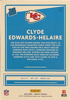 2020 Donruss - Press Proof Yellow #321 Clyde Edwards-Helaire Back
