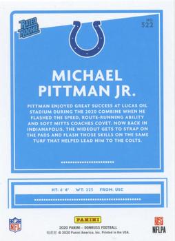 2020 Donruss - Press Proof Yellow #322 Michael Pittman Jr. Back