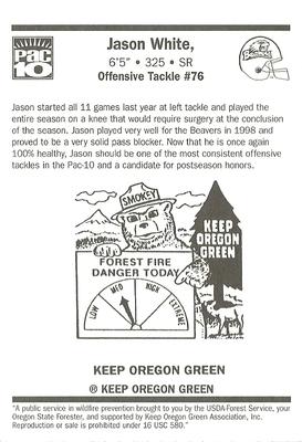 1999 Oregon State Beavers Smokey #NNO Jason White Back