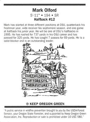 1995 Oregon State Beavers Smokey #NNO Mark Olford Back