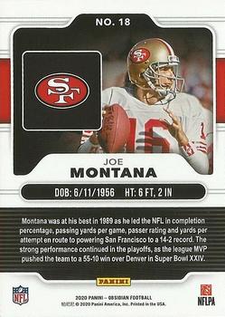 2020 Panini Obsidian #18 Joe Montana Back