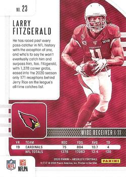 2020 Panini Absolute - Blue #23 Larry Fitzgerald Back