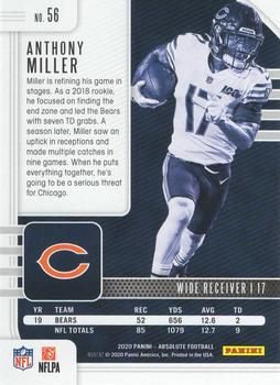 2020 Panini Absolute - Blue #56 Anthony Miller Back