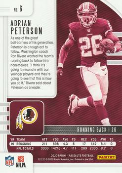 2020 Panini Absolute - Green #6 Adrian Peterson Back