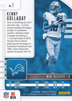 2020 Panini Absolute - Green #7 Kenny Golladay Back