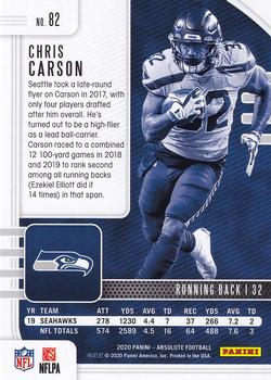 2020 Panini Absolute - Red #82 Chris Carson Back