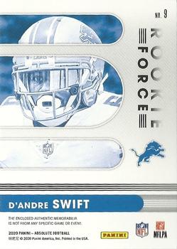 2020 Panini Absolute - Rookie Force #9 D'Andre Swift Back