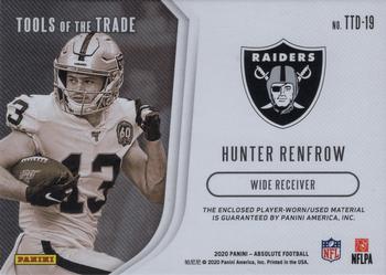 2020 Panini Absolute - Tools of the Trade Double Prime #TTD-19 Hunter Renfrow Back